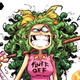 Green-haired Gert, smiling in a distinctly evil way and holding her axe.